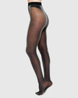 SWEDISH STOCKINGS - SHINY TIGHTS TORA - BLACK/SILVER