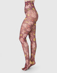 SWEDISH STOCKINGS - COLLANT HELEN BULLOCK FLORAL - ROUGE MARRON