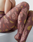 SWEDISH STOCKINGS - COLLANT HELEN BULLOCK FLORAL - ROUGE MARRON