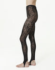 SWEDISH STOCKINGS - LEGGING À ÉTRIERS EN DENTELLE ROSA - NOIR