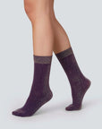 SWEDISH STOCKINGS - BAS BRILLANT INES - MAUVE/ARGENT