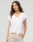 DUER - T-SHIRT DOLMAN PURE PIMA COL V - BLANC