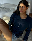 MERGE - HEMP HENLEY SHIRT - NAVY