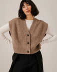 BARE KNITWEAR - ALPACA CARDIGAN WITH BUTTONS - DARK FAWN - FW26