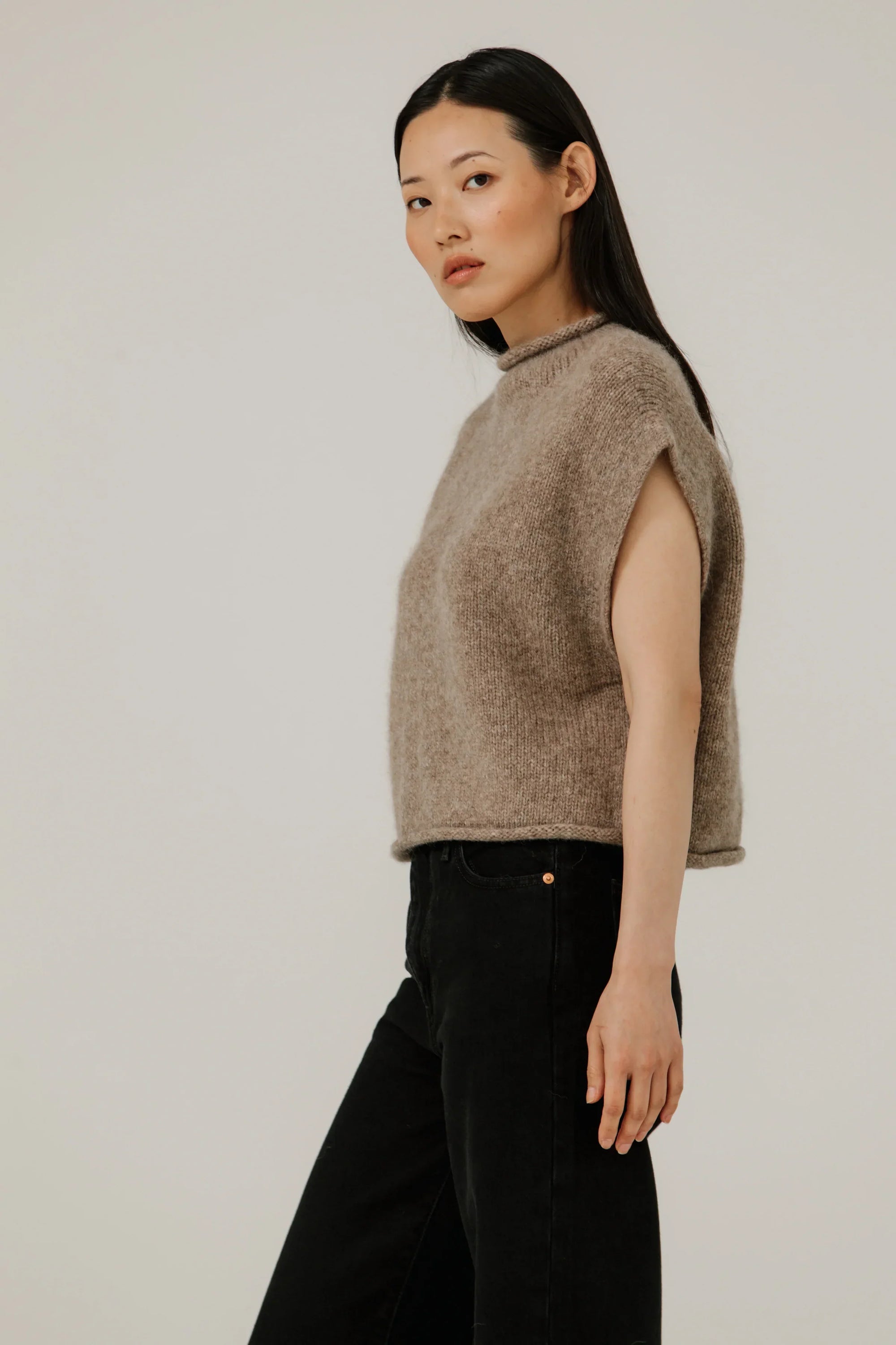 BARE KNITWEAR - IRIS ALPACA CARDIGAN - DARK FAWN - FW25