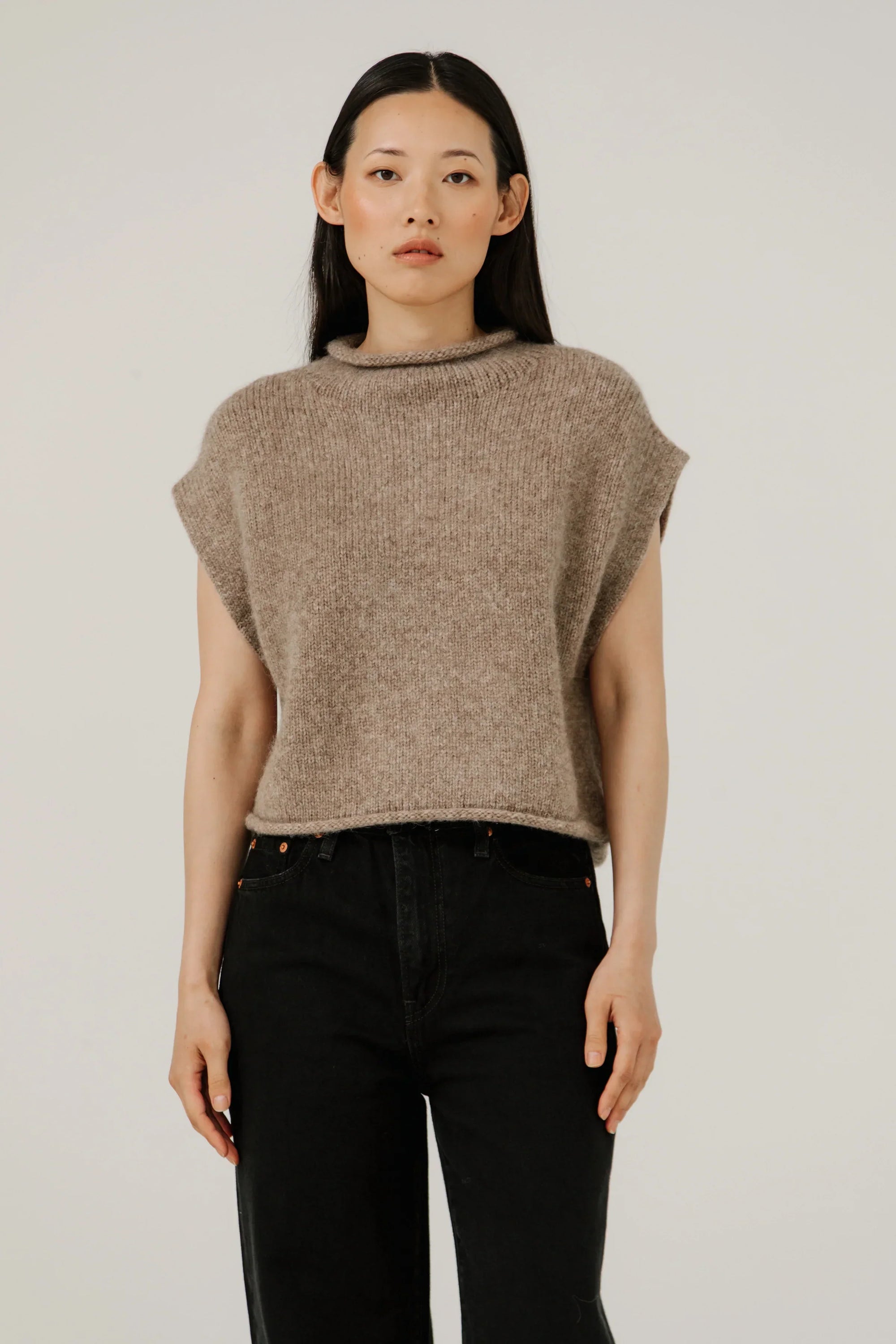 BARE KNITWEAR - IRIS ALPACA CARDIGAN - DARK FAWN - FW25