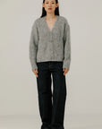BARE KNITWEAR - SURI ALPACA CARDIGAN - GREY - FW25