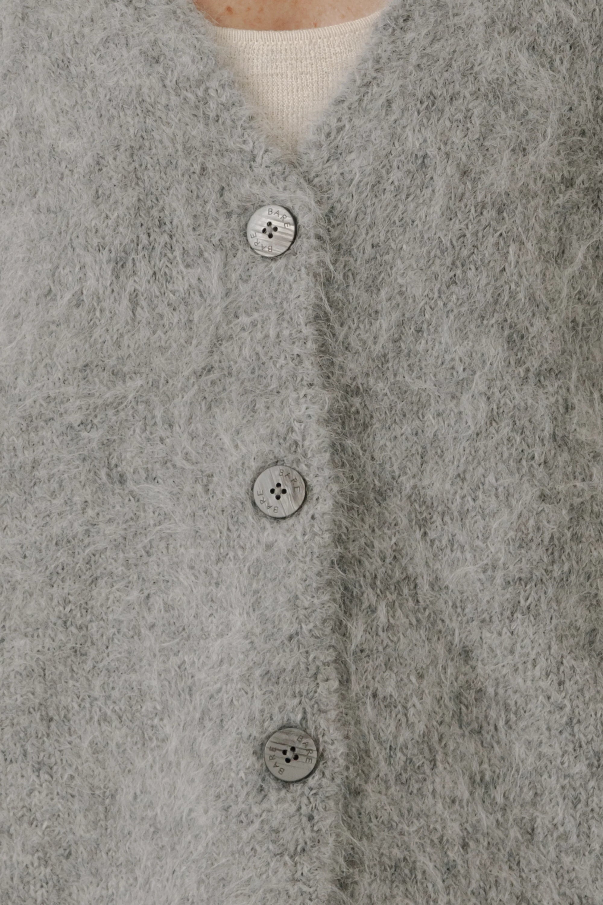 BARE KNITWEAR - SURI ALPACA CARDIGAN - GREY - FW25