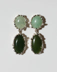 HOUSE OF HUDSON - BOUCLES D'OREILLES DOUBLE - AVENTURINE ET JADE