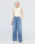 DUER - PERFORMANCE DENIM HIGH WAIST WITH PLEAT - SLATE INDIGO - SS26