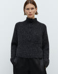 CORDERA - BABY ALPACA POLO SWEATER - ANTHRACITE - FW25