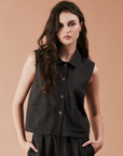 DAGG & STACEY - GILET LEONE- TWEED CHARBON - AH26