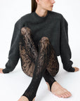 SWEDISH STOCKINGS - LEGGING À ÉTRIERS EN DENTELLE ROSA - NOIR