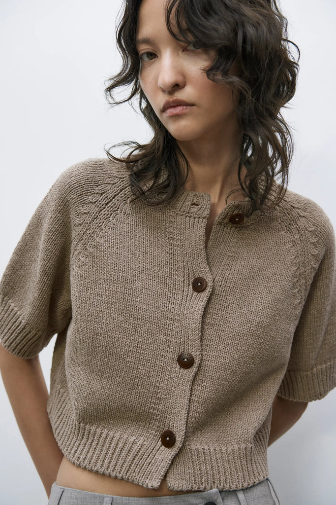 CORDERA - COTTON BUTTONED TOP - TAUPE - SS24