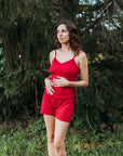 Q FOR QUINN - POINTELLE BOXER SHORTS - SCARLET