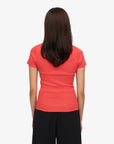 COLORFUL STANDARD - T-SHIRT COTELÉ - ROUGE TANGERINE