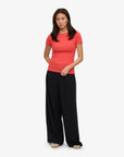COLORFUL STANDARD - T-SHIRT COTELÉ - ROUGE TANGERINE
