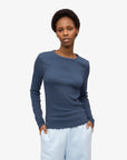 COLORFUL STANDARD - ORGANIC RIB LONG SLEEVE T-SHIRT - PETROL BLUE