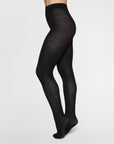SWEDISH STOCKINGS - COLLANT FREJA COTELÉ - LAINE BIO NOIR