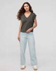 DUER - T-SHIRT DOLMAN PURE PIMA COL V - EVERGREEN