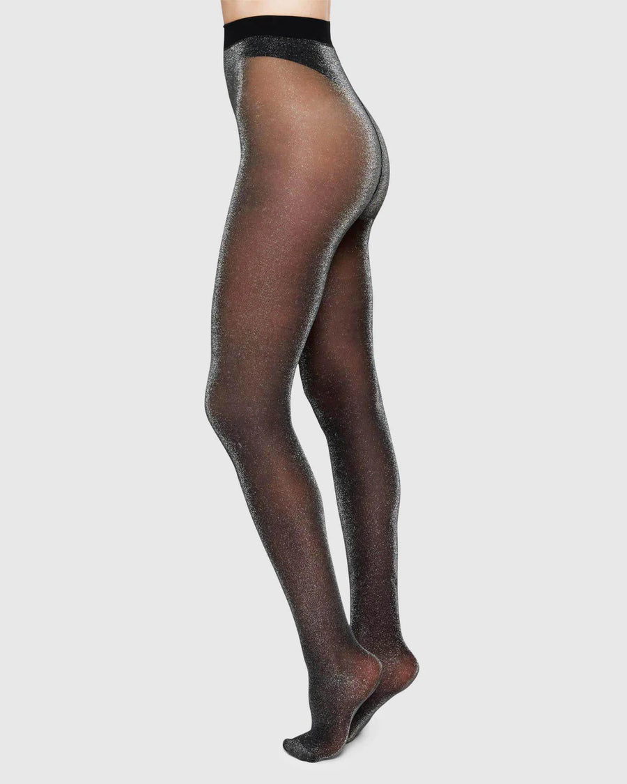 SWEDISH STOCKINGS - TORA SHIMMERY TIGHTS - BLACK