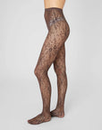 SWEDISH STOCKINGS - ROSA LACE TIGHTS - DARK BROWN