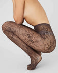 SWEDISH STOCKINGS - ROSA LACE TIGHTS - DARK BROWN