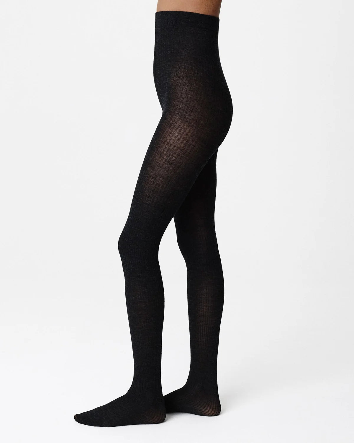 SWEDISH STOCKINGS - COLLANT EN LAINE COTELÉ DIANA - MÉLANGE NOIR