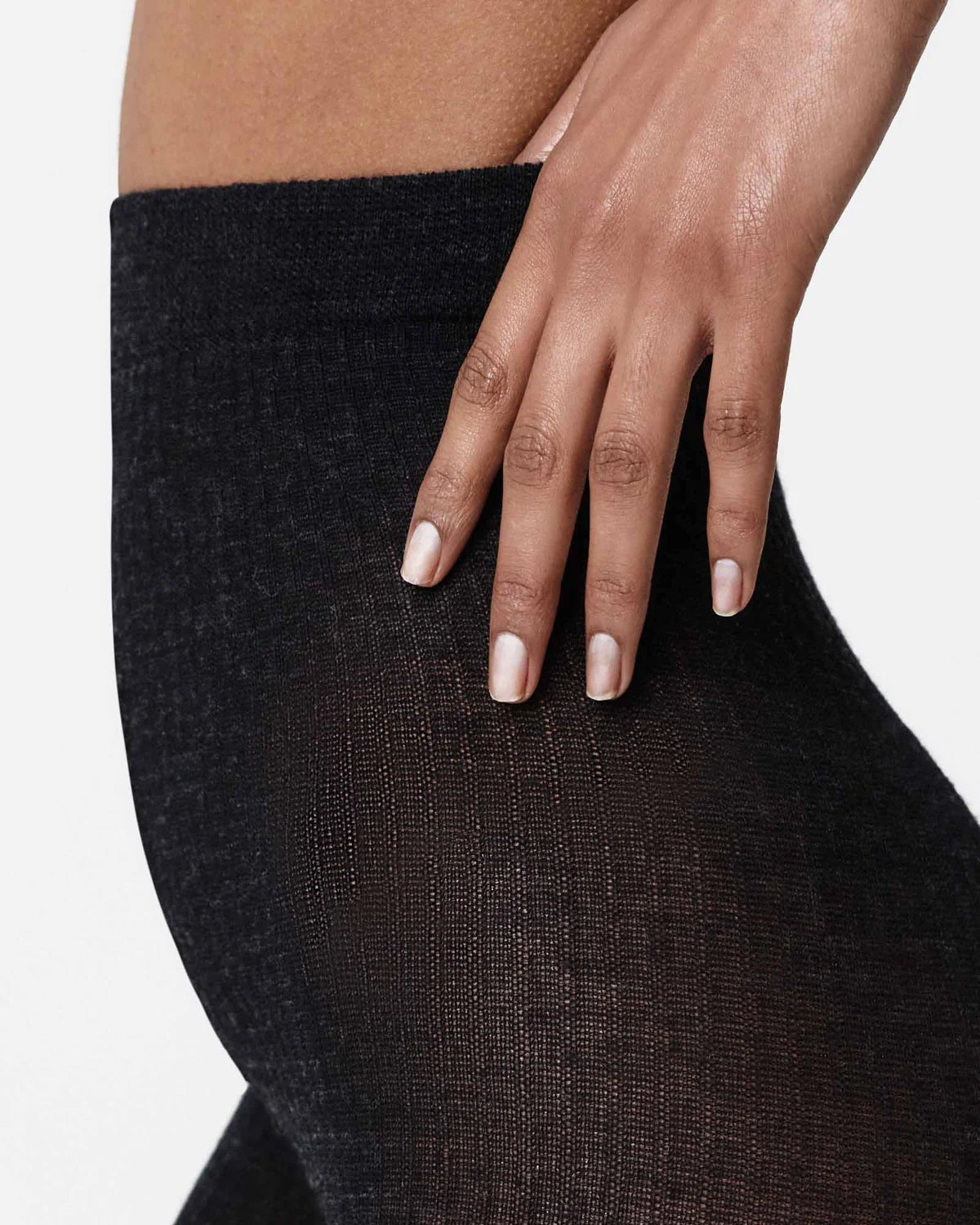 SWEDISH STOCKINGS - COLLANT EN LAINE COTELÉ DIANA - MÉLANGE NOIR