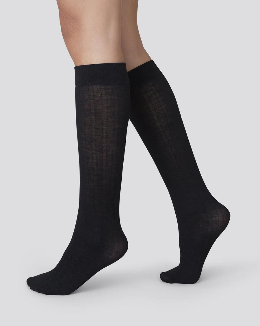 SWEDISH STOCKINGS - BAS GENOUX FREJA - NOIR