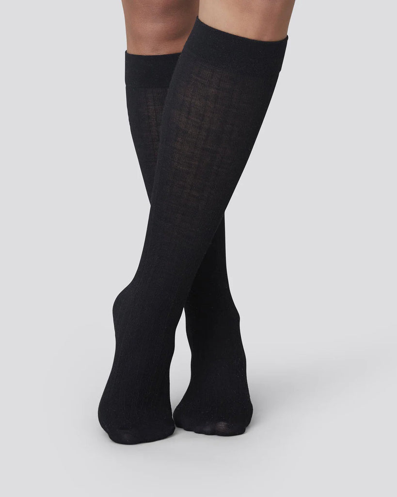 SWEDISH STOCKINGS - FREJA KNEE-HIGHS SOCKS - BLACK