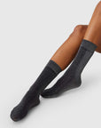 SWEDISH STOCKINGS - BAS BRILLANT INES - NOIR/ARGENT