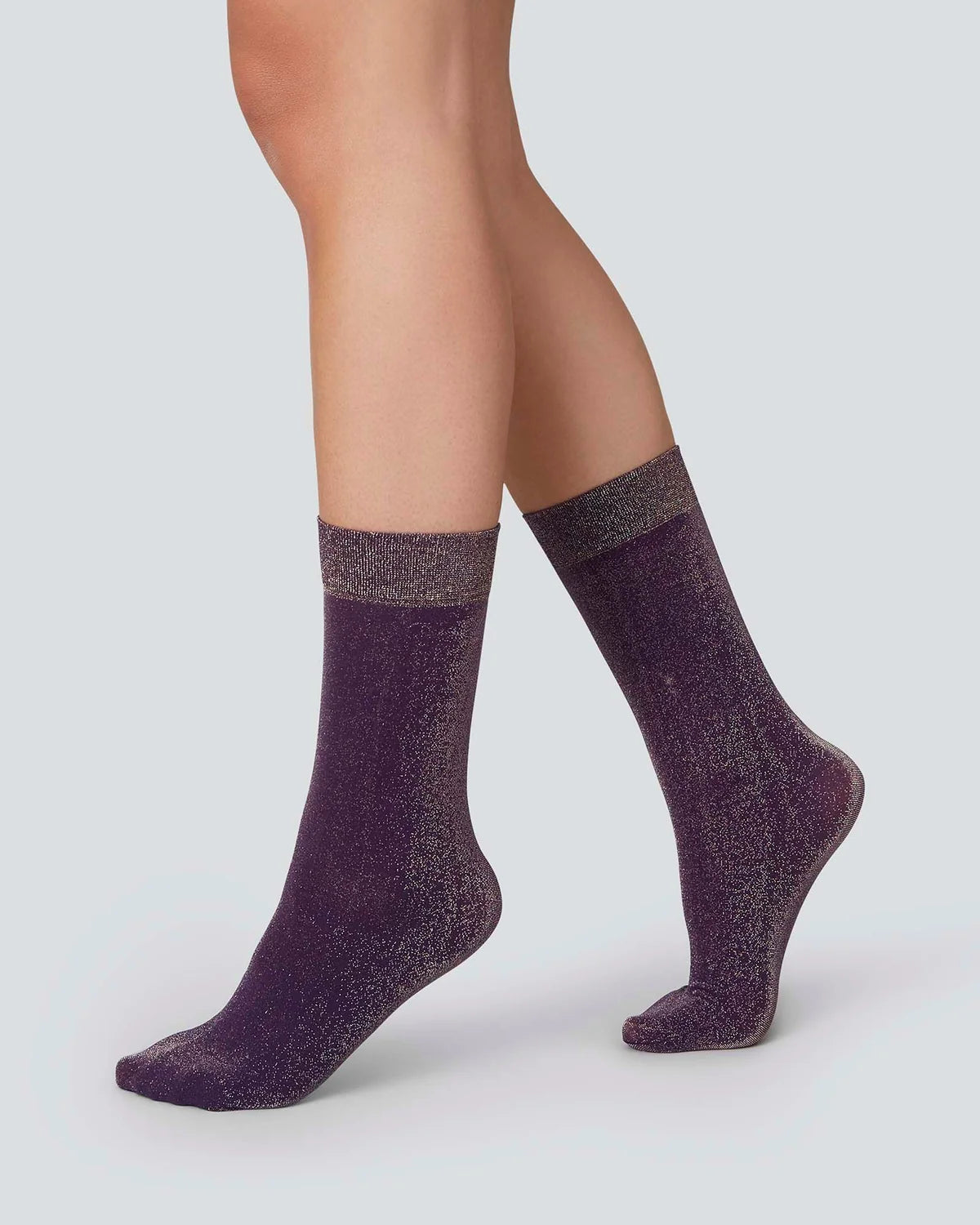 SWEDISH STOCKINGS - BAS BRILLANT INES - MAUVE/ARGENT