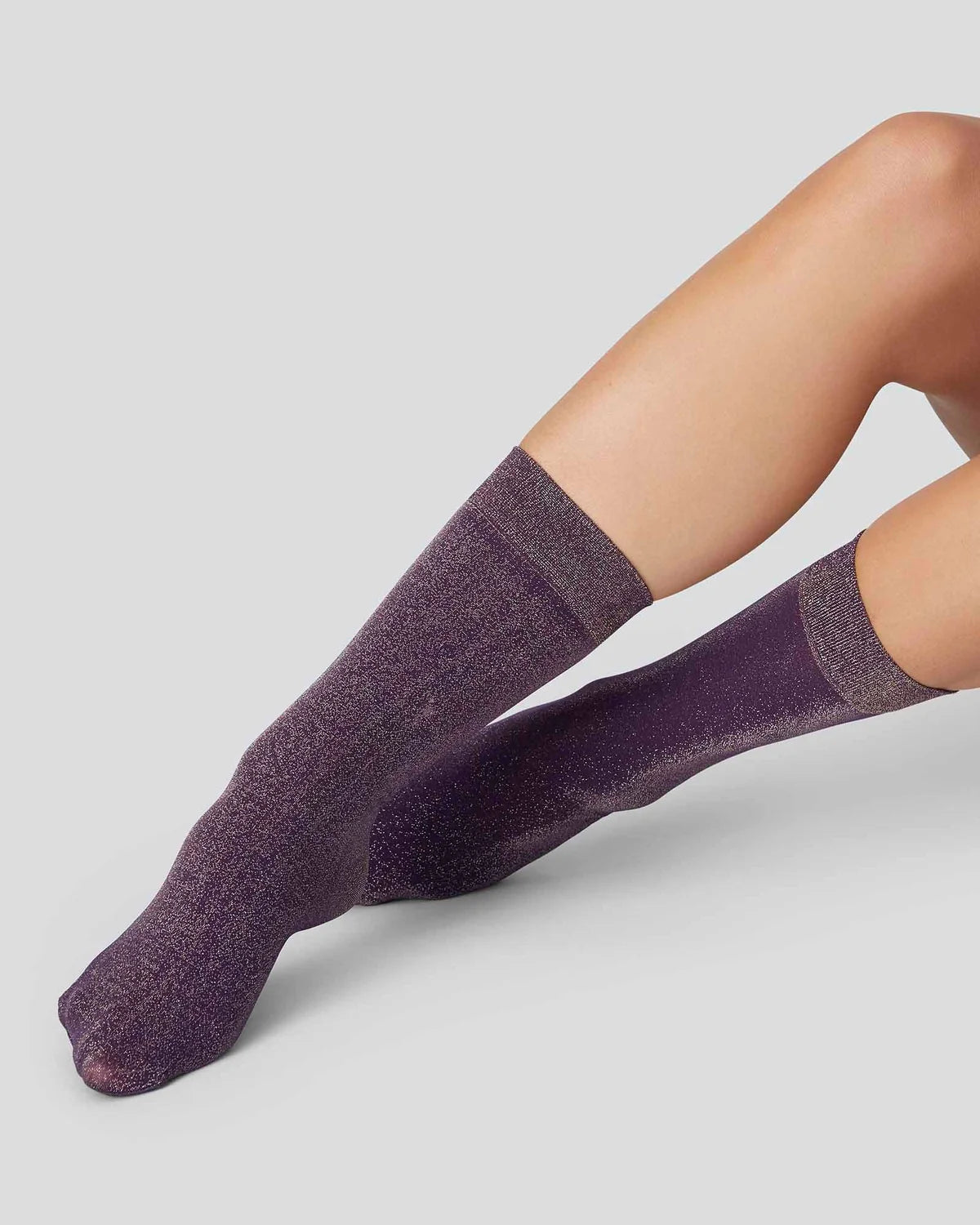SWEDISH STOCKINGS - BAS BRILLANT INES - MAUVE/ARGENT