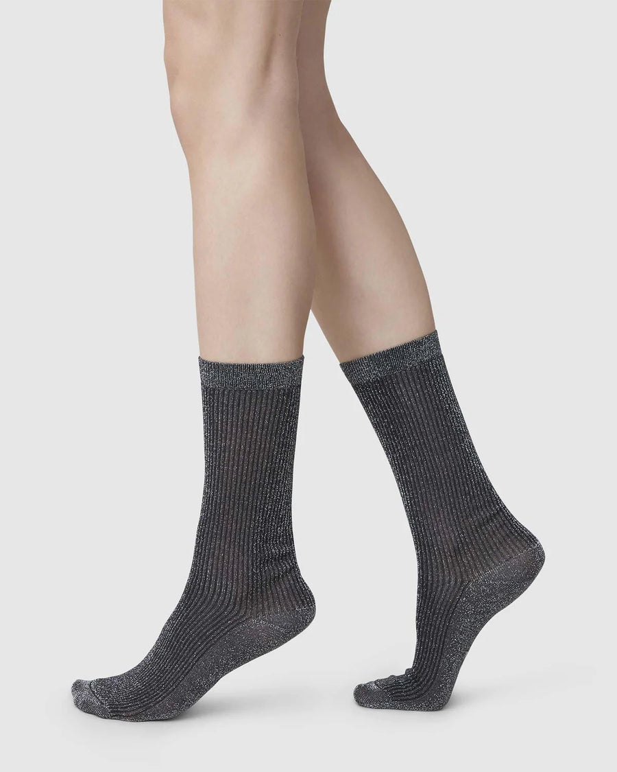 SWEDISH STOCKINGS - BAS BRILLANT MAGDA - NOIR
