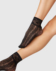 SWEDISH STOCKINGS - ERICA CROCHET SOCKS - BLACK