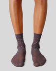SWEDISH STOCKINGS - PAULINE SOCKS - ALMOST BLACK RHINESTONE