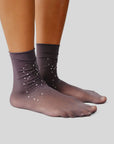 SWEDISH STOCKINGS - PAULINE SOCKS - ALMOST BLACK RHINESTONE