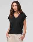 DUER - T-SHIRT DOLMAN PURE PIMA COL V - NOIR
