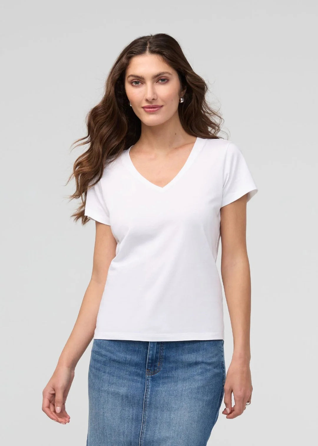 DUER - T-SHIRT SLIM PURE PIMA COL V - BLANC