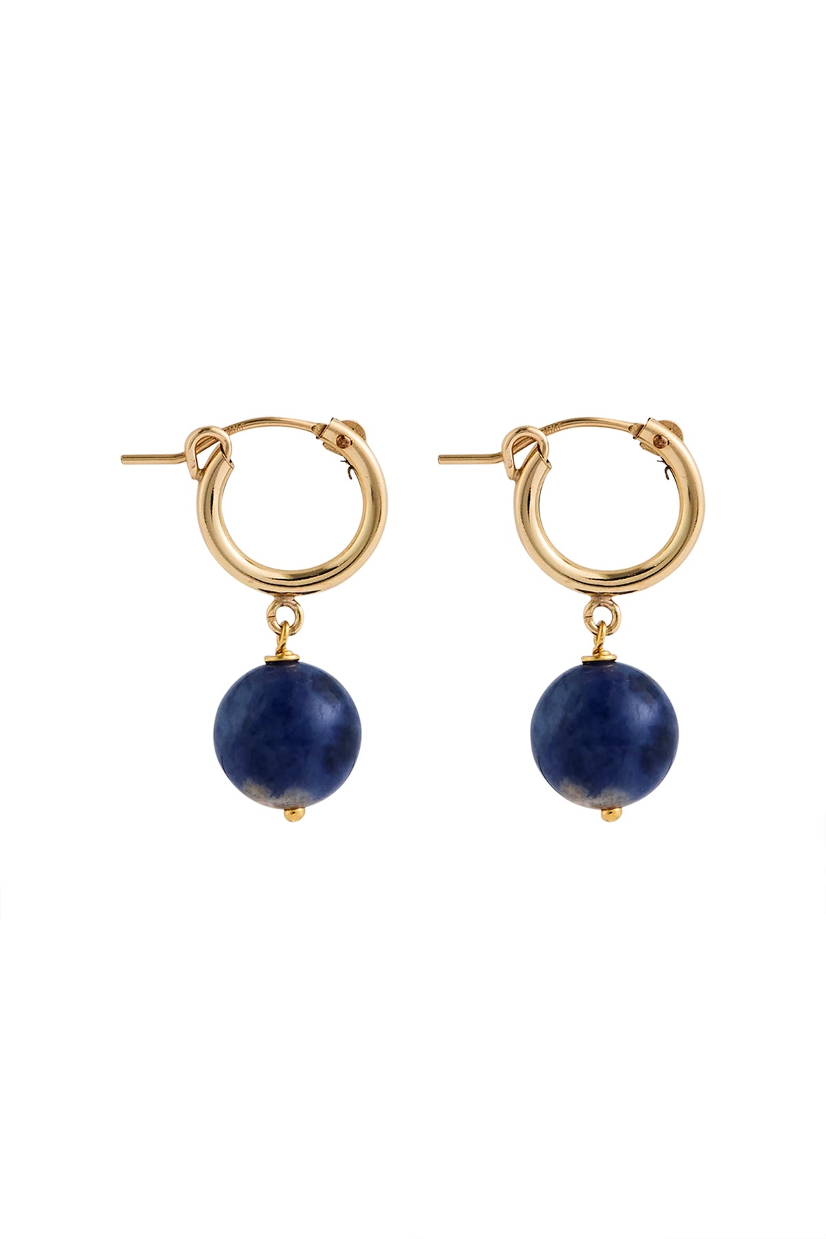 LISBETH JEWELRY - SODALITE BEAD HOOPS - GOLD FILLED
