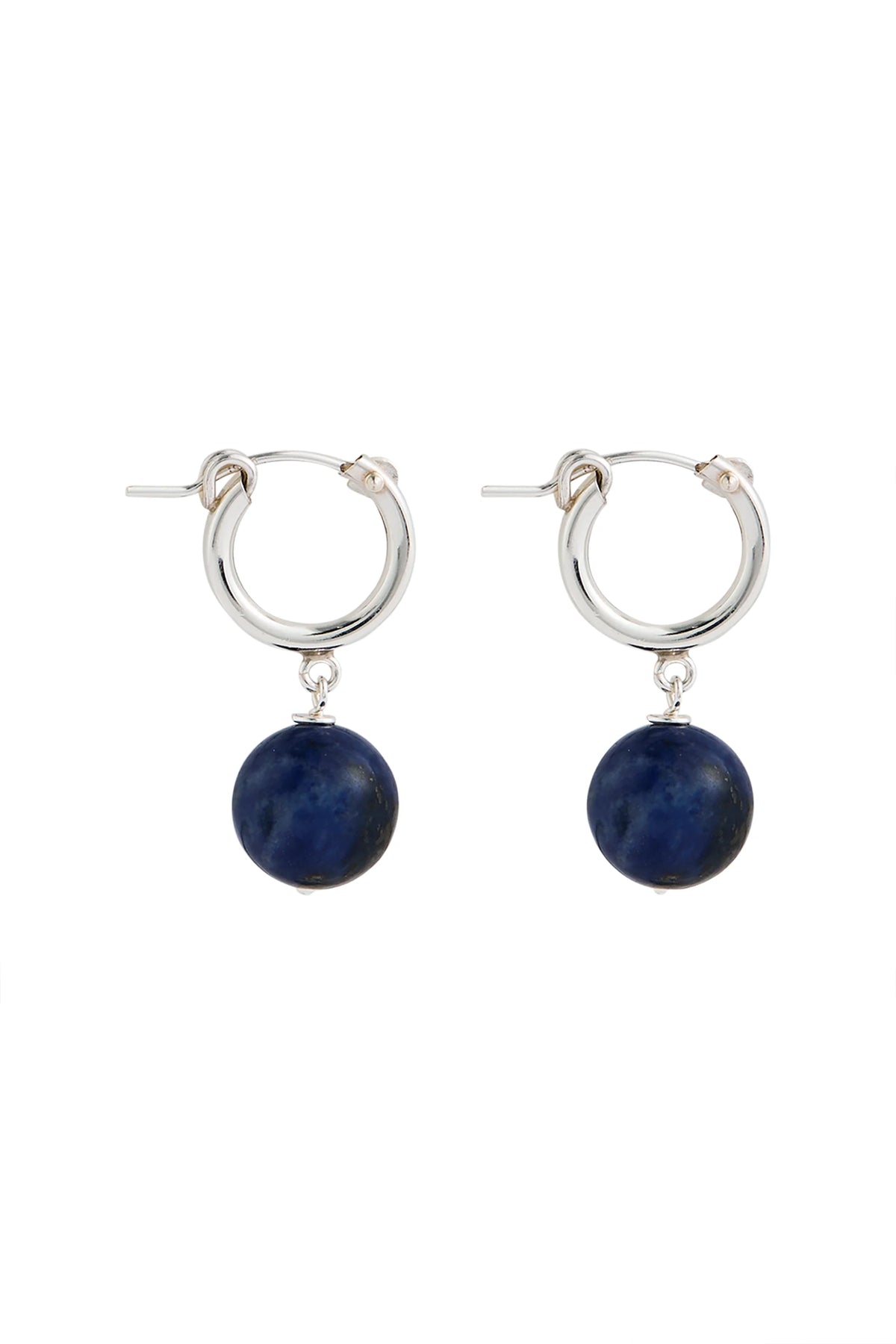 LISBETH JEWELRY - SODALITE BEAD HOOPS - STERLING SILVER