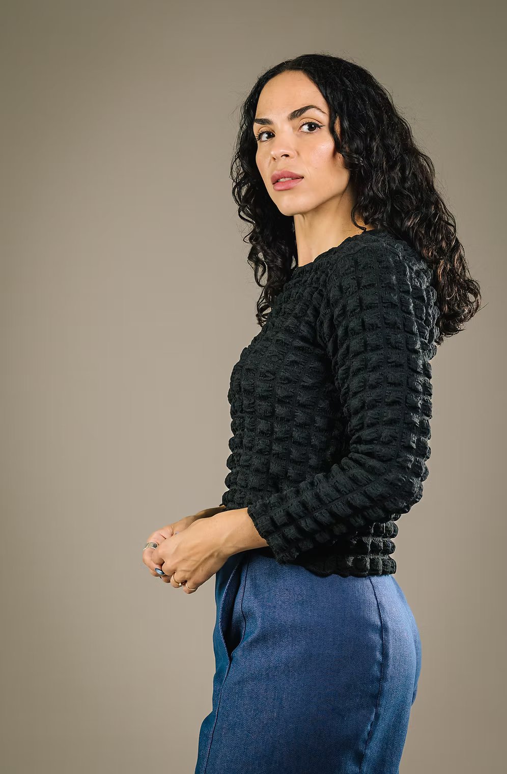 MERCEDES MORIN - POPCORN TOP - BLACK - FW26