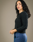 MERCEDES MORIN - POPCORN TOP - BLACK - AH25