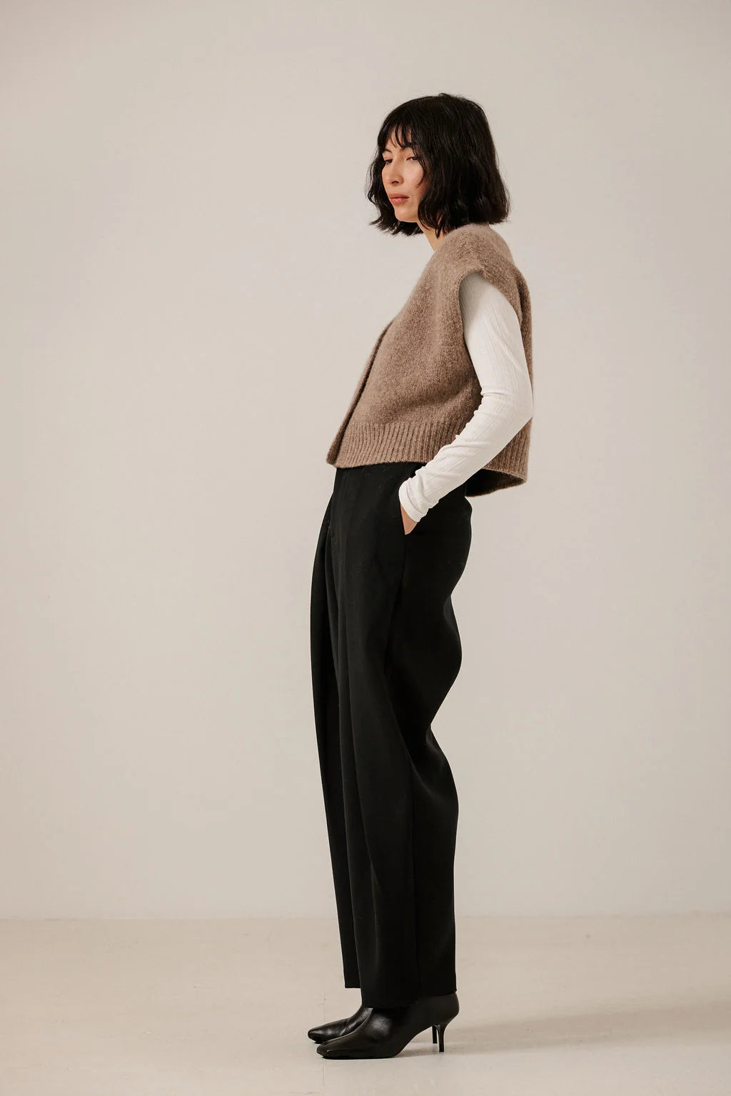 BARE KNITWEAR - ALPACA CARDIGAN WITH BUTTONS - DARK FAWN - FW26
