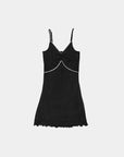 Q FOR QUINN - ROBE NUISETTE EN POINTELLE - NOIR