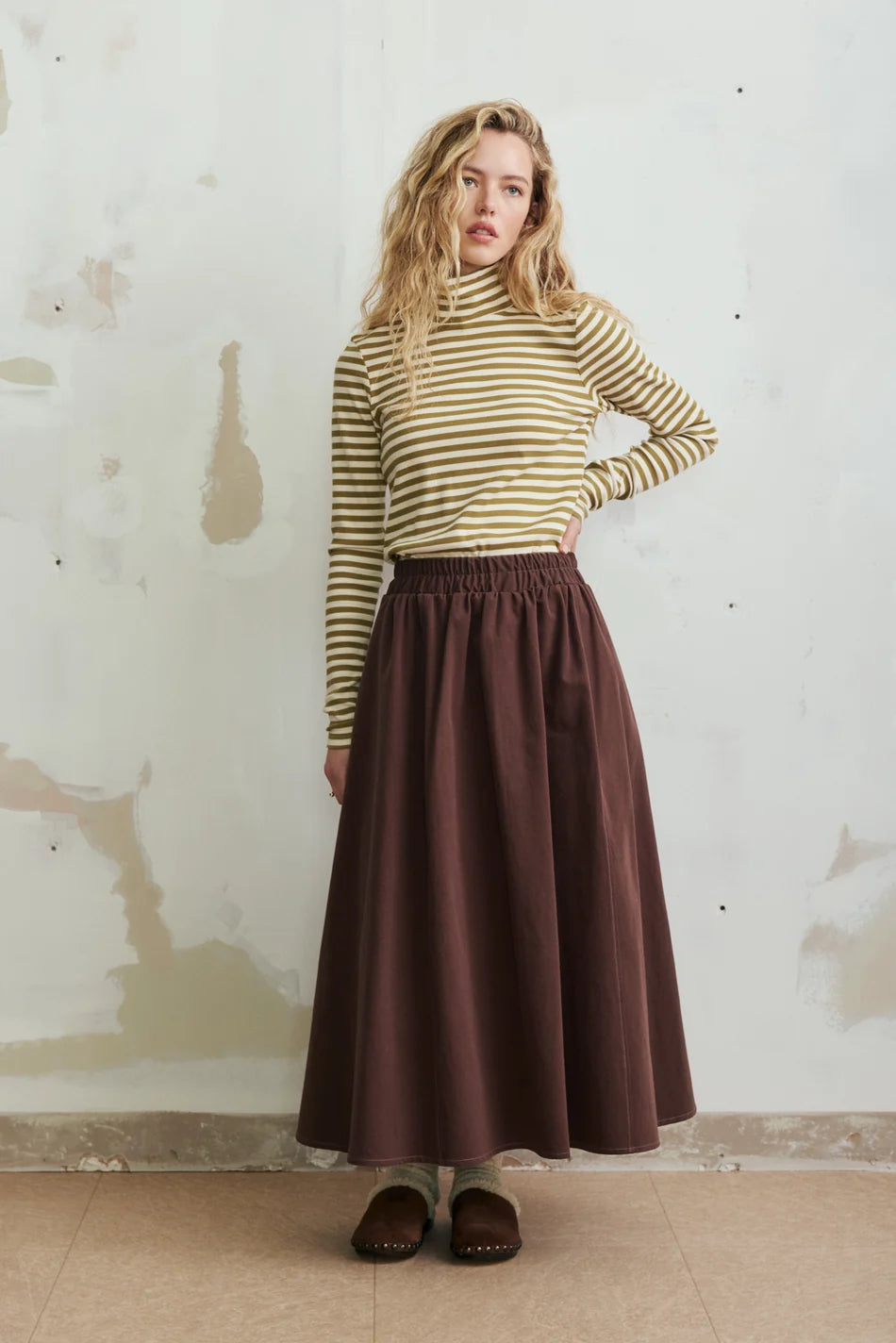 EVE GRAVEL - HAUT CALEB - OLIVE/CRÈME - AH26