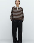 CORDERA -  MERINO WOOL STRIPED POLO - BROWN - FW25