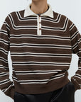 CORDERA -  MERINO WOOL STRIPED POLO - BROWN - FW25
