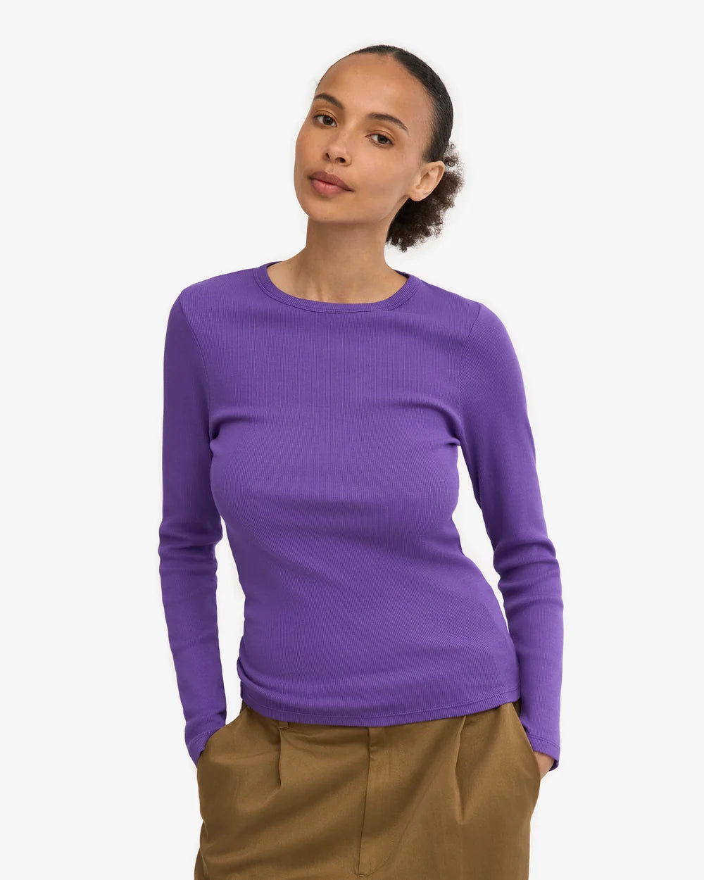 COLORFUL STANDARD - RIBBED LS T-SHIRT - ULTRA VIOLET